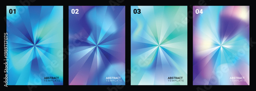 Abstract posters. Set of blurred radial backgrounds. Bright gradient stripes. Defocused color templates for creative graphic design. Vector illustration.