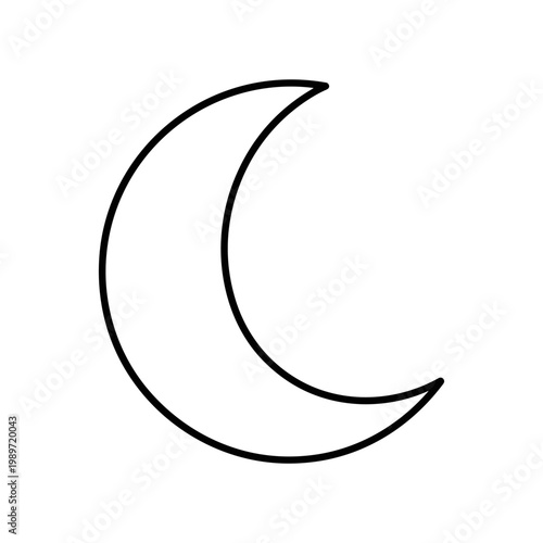 A simple illustration of a crescent moon phase in black and white