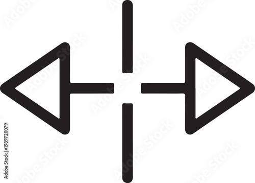 Black bidirectional arrow with thick lines on white background