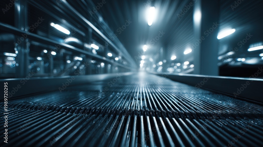 Fototapeta premium Deep Tread Industrial Conveyor Belt in Motion