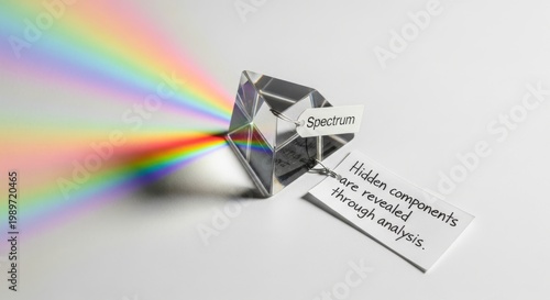 Prism refracting light into a spectrum of color
