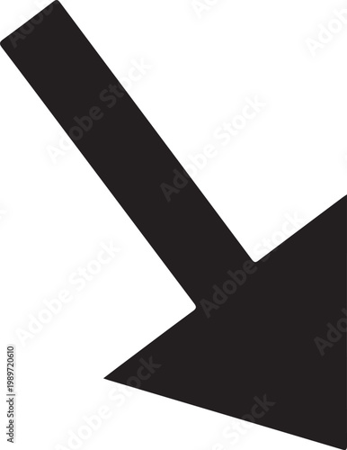 Black diagonal arrow pointing downwards black arrow