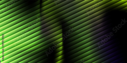 Abstract futuristic soundwave made of glowing green vertical light bars forming a smooth wave pattern, neon green gradient glow.Illustrated mirror art project vector