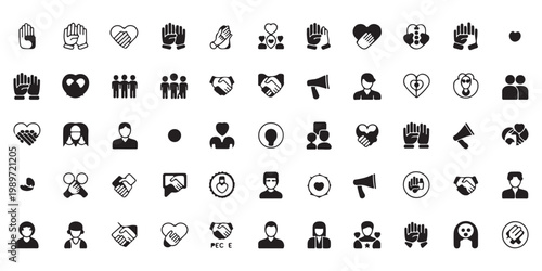 Community and Charity Support Solid Icon Collection