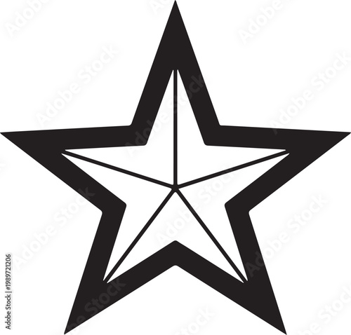 Black five-point star with geometric rays black star