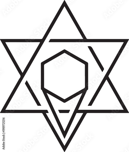 Black geometric six-point star with hollow center black six-point star