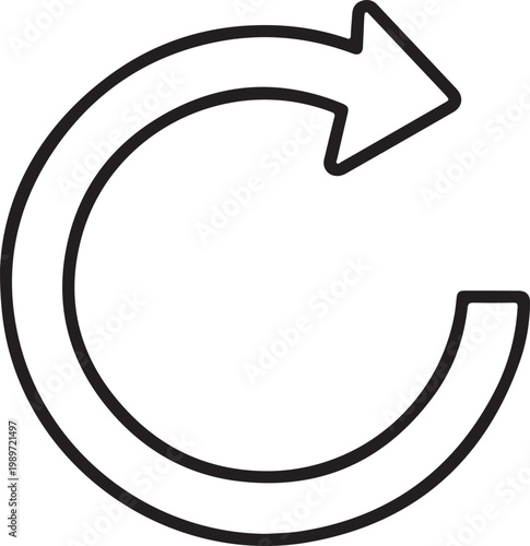 Black loop arrow with repeat symbol, minimalist black arrow loop
