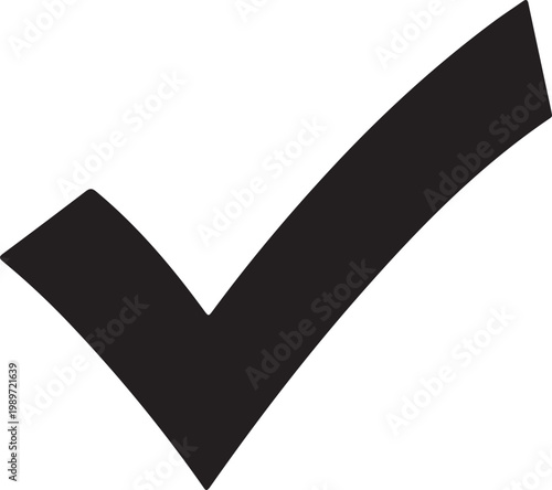 Black minimalist checkmark on white background symbol