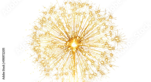 Bright golden sparkler firework isolated on black background