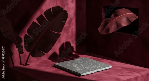 Dramatic pink mockup scene book tablet and stationery for creative presentation and branding