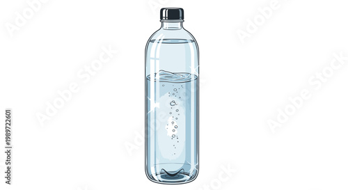 Plastic water bottle with sparkling water on white background