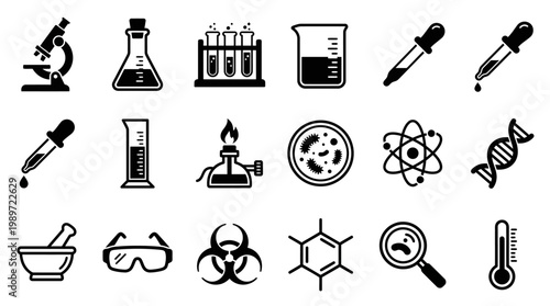 Laboratory Equipment And Science Icons.