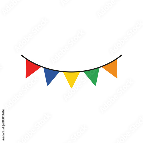 Colorful triangular bunting flags hanging from a string