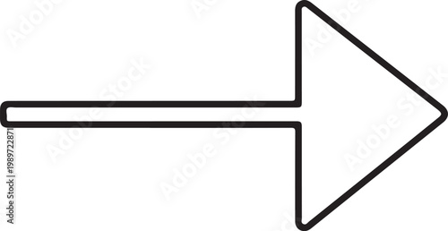 Thin outline style black right-pointing arrow on white background