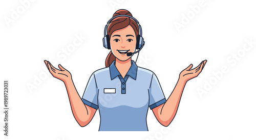 Professional Customer Support Agent Vector Illustration with Headset Isolated on White Background for Business Service and Help Desk Concepts