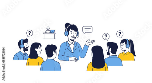 Customer Care and Support Services Vector Illustration Isolated on White Background