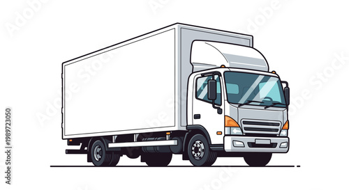 Generic White Delivery Truck Vector Illustration Isolated on White Background for Logistics and Shipping Services
