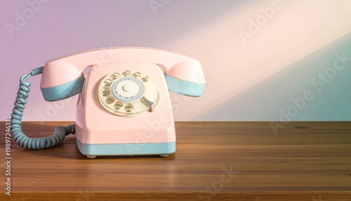 Pastel Rotary Telephone with Retro Design Showcasing Nostalgia, Charm, and Vintage Photography Style