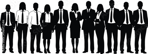 Business people silhouettes - full team standing together