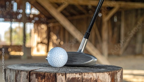 Golf Club and Ball on Wooden Tee Showcasing Precision, Sport, and Lifestyle Photography Design