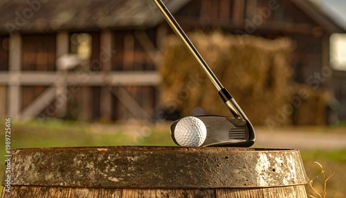 Golf Club and Ball on Wooden Tee Showcasing Precision, Sport, and Lifestyle Photography Design