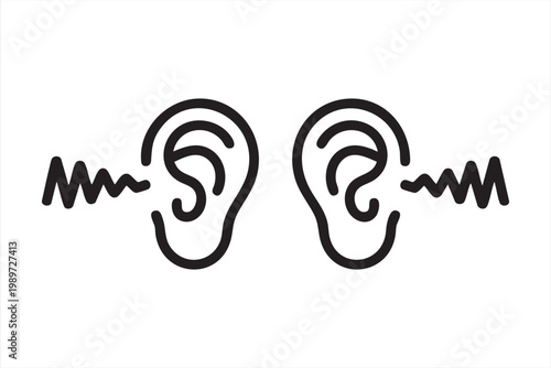Ear listening icon, sound audio symbol, communication and sensory perception UI