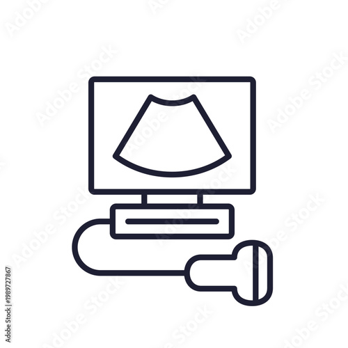 ultrasound machine icon, ultrasonography or usg line design