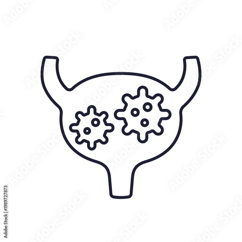 urine infection icon, UTI line design on white