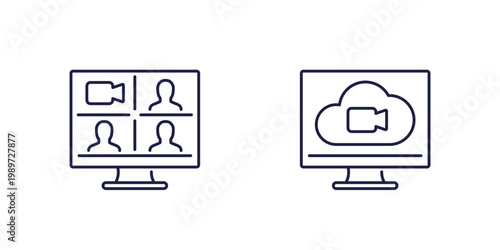 Video conference line icons, video call software