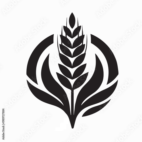 Classic Bakery Logo With Wheat Plant Vector Illustration On White Background