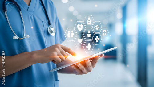 Doctor utilizing digital technology healthcare innovation and the future of medicine