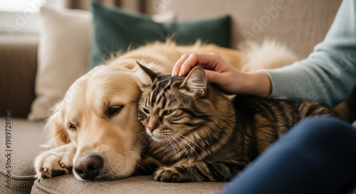 dog and cat resting.