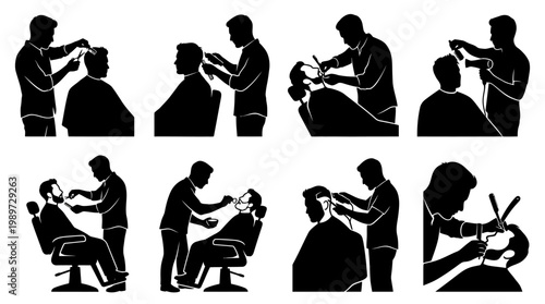 Barber Shop Silhouettes: Haircut, Shave, and Styling Collection
