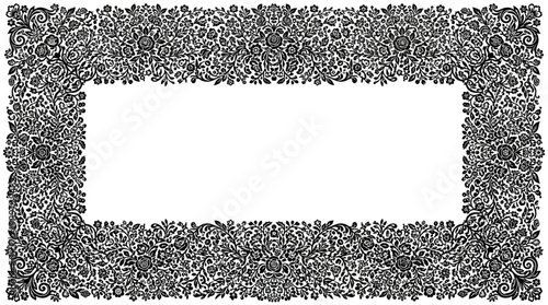 Ornate Floral Rectangle Border - Vintage Decorative Element