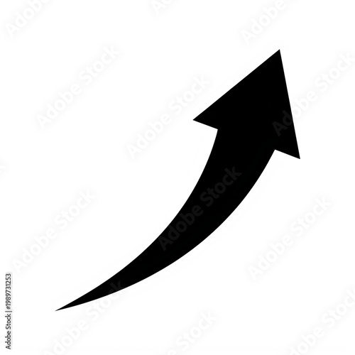 Curved upward arrow pointing to the right isolated on transparent background transparent background