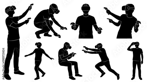 Virtual Reality Silhouettes: People Using VR Headsets and Controllers