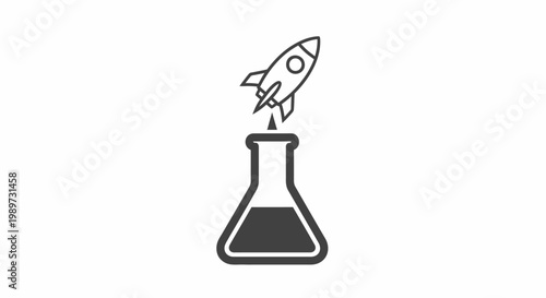Rocket Emerging from Laboratory Flask.