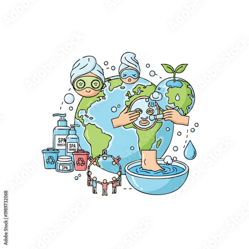 Earth Skincare Routine with Beauty Products and Spa Treatments.