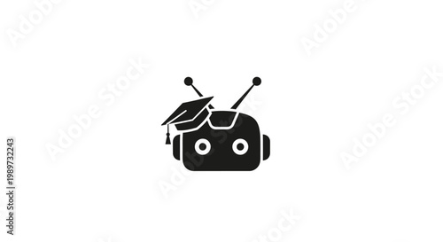 Robot Face With Antennae And Headphones.