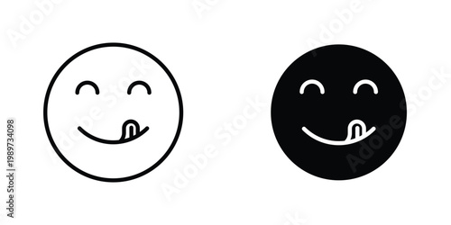 Yummy smile emoji icon graphic design vector symbols. Best for Graphics