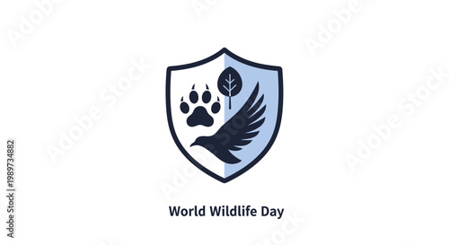 World Wildlife Day shield logo symbol.