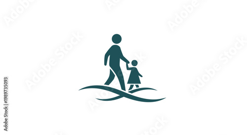 Father and child walking together outside.