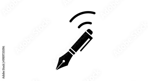 Fountain pen with ink waves.