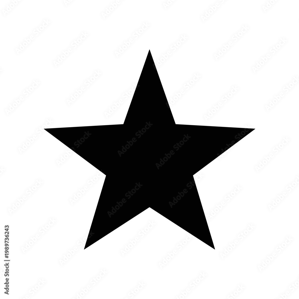 Fototapeta premium A simple black five-pointed star shape on a white background