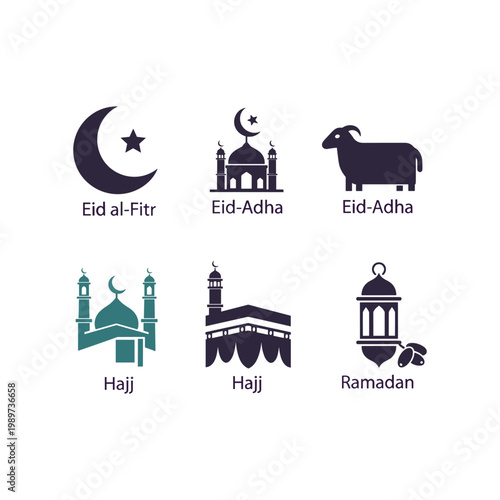 Fényképezés Islamic festivals and observances illustrated with symbols and icons