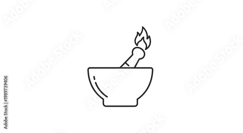 Mortar and Pestle with Fire.