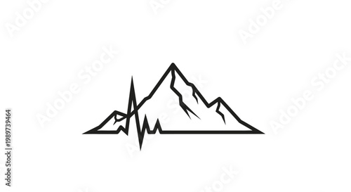 Mountain Range Line Art Illustration.