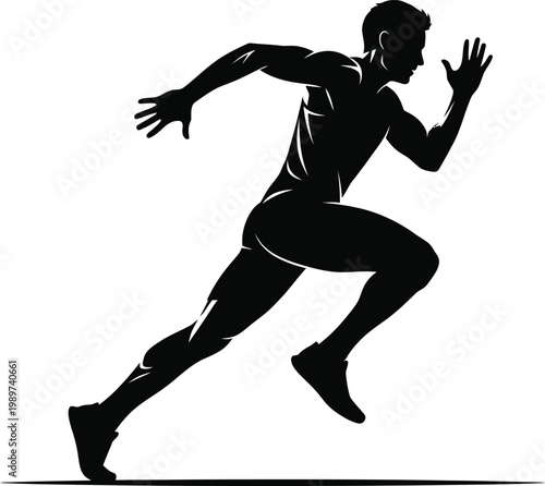 Athlete in mid-stride during a dynamic sprinting motion
