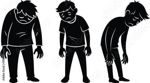 Zombie silhouette trio isolated on transparent background horror and undead figures