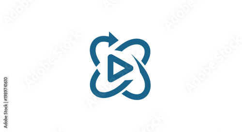 Play button logo with circular arrows.